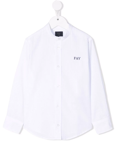 Fay Kids' Logo-embroidered Cotton Shirt In White