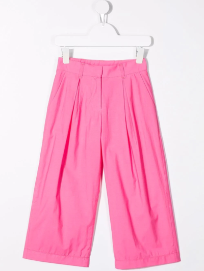 Emilio Pucci Junior Kids' Straight-leg Box-pleat Trousers In Pink