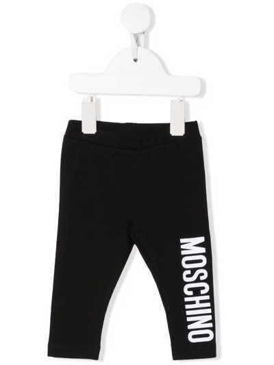 Moschino Babies' Logo-print Leggings In Black