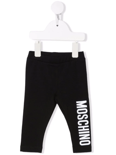 Moschino Black Leggings For Baby Girl With Logo