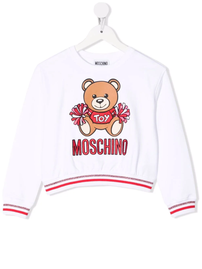 Moschino Kids' Teddy Bear Print Sweatshirt In White