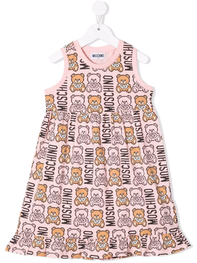 Moschino Kids' Teddy Bear Intarsia Dress In Pink