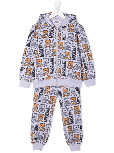 Moschino Kids' All-over Logo-print Tracksuit Set In White