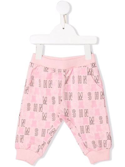 Moschino Babies' 大面积logo印花长裤 In Pink