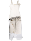 Maison Margiela Asymmetric Layered Padded Cotton, Satin-twill And Tulle Dress In Neutrals