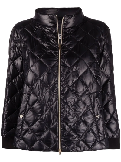 Herno Diamond-quilted Nylon Ultralight Bomber In Black