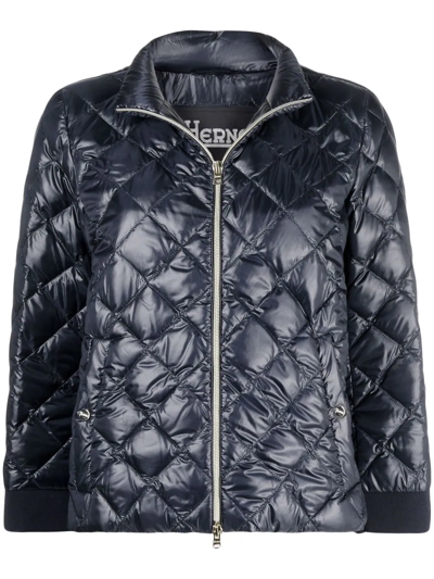 Herno Ultralight Diamond-quilted Jacket In Navy