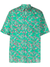 Isabel Marant Bigilian Oversize Floral Short Sleeve Button-up Shirt In Green