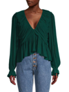 Free People Women's Daia Ruched Peplum Top In Garden Gem