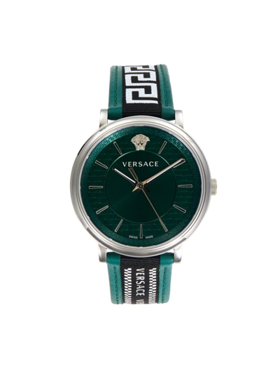 Versace Men's 42mm Leather & Stainless Steel Analog Watch In Green