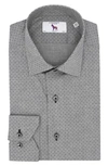 Lorenzo Uomo Trim Fit Floral Dress Shirt In Smoke