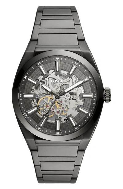 Fossil Men's Everett Gray Stainless Steel Bracelet Watch 42mm In Smoke