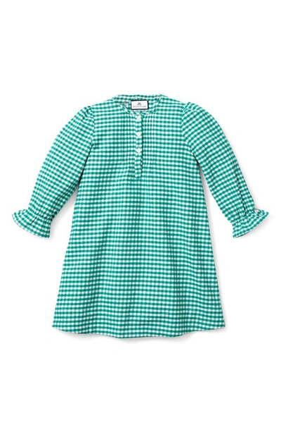 Petite Plume Girls' Gingham Beatrice Flannel Nightgown - Baby, Little Kid, Big Kid In Green