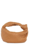 Bottega Veneta Teen Jodie Intrecciato Leather Hobo In Caramel Gold