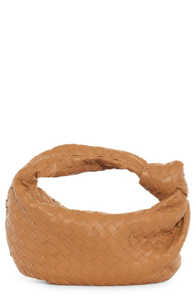 Bottega Veneta Teen Jodie Intrecciato Leather Hobo In Caramel Gold