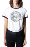 ZADIG & VOLTAIRE ZOE STUDIO 25 BEADED GRAPHIC COTTON TEE