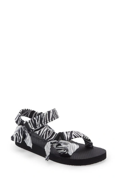 Arizona Love Black And White Trekky Zebra Print Sandals In Multicolor