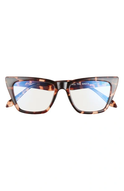 Quay Call The Shots Cat Eye Blue Light Filtering Glasses In Tort / Clear Blue Light