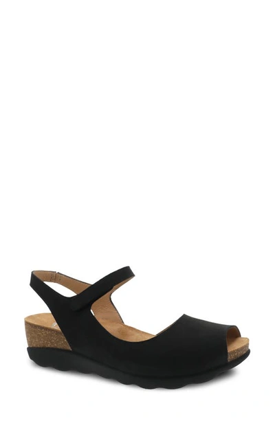 Dansko Marcy Sandal In Black Milled Nubuck