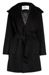 Max Mara Rialto Camel Hair Hooded Wrap Coat In Black