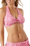 Tommy Bahama Scrolls Twist Underwire Halter Bikini Top In Coral Coast