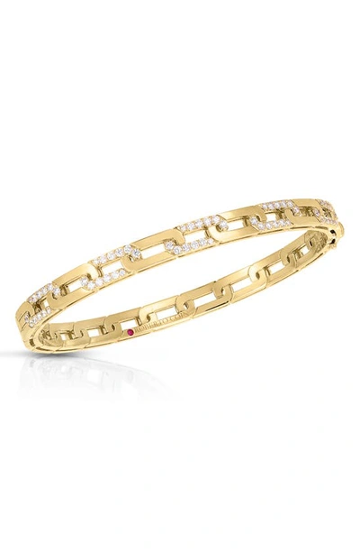 Roberto Coin 18k Yellow Gold Navarra Diamond Chain Overlapping Link Bangle Bracelet