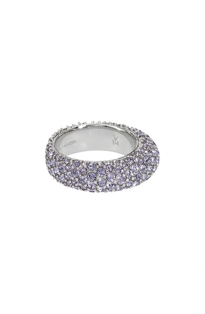 Amina Muaddi Medium Cameron Cocktail Ring In Tanzanite Crystals Silver Base