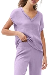 Shop Michael Stars Draya V-neck T-shirt In Empress