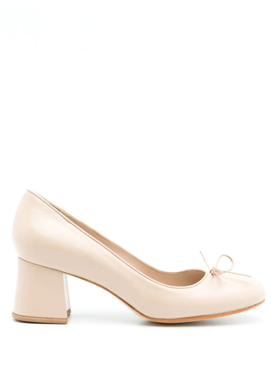 Sarah Chofakian Leather Sandy Pumps In Neutrals