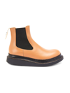Loewe Rubber-trimmed Leather Chelsea Boots In Desert