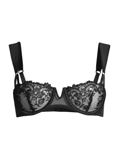 Kiki De Montparnasse Juliette Floral Balconette Bra In Black