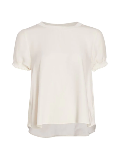 Cinq À Sept Cinq A Sept Lenny Short-sleeve Silk Top In Ivory