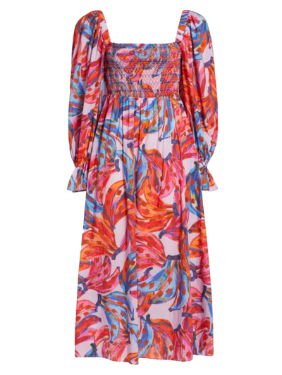 Farm Rio Colorful Bananas Puff Sleeve Maxi Dress In Coloured Bananas ...