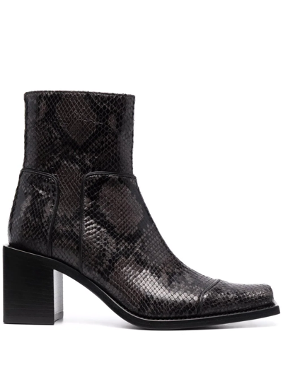 Buttero Snakeskin Ankle Boots In Black