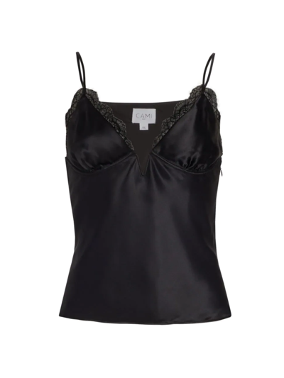 Cami Nyc Roselyn Lace-trim Silk Camisole In Black