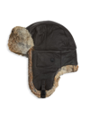 Saks Fifth Avenue Collection Leather & Rabbit Fur Aviator Hat In Brown