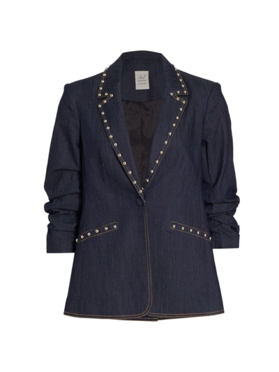 Cinq À Sept Khloe Studded Denim Blazer In Indigo