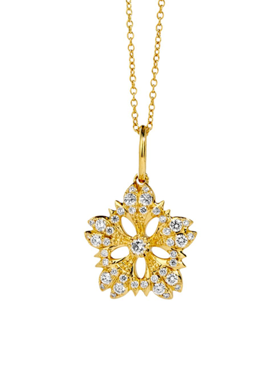 Syna Women's Jardin 18k Gold & Diamond Engraved Flower Necklace