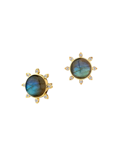 Syna Women's Cosmic 18k Yellow Gold, Labradorite, & Diamond Sun Stud Earrings
