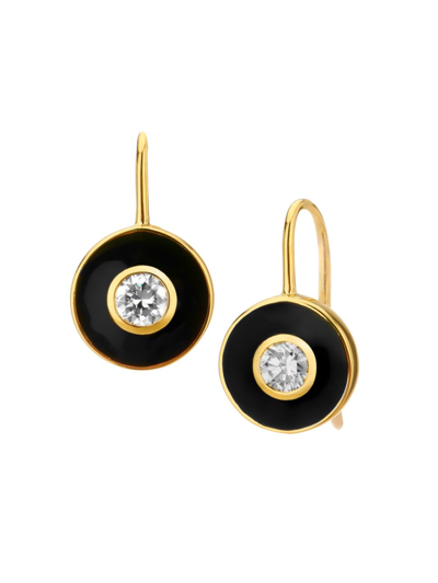 Syna Women's Cosmic 18k Gold, Black Enamel & Diamond Earrings