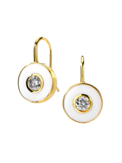 Syna Women's Cosmic 18k Yellow Gold & White Enamel Earrings