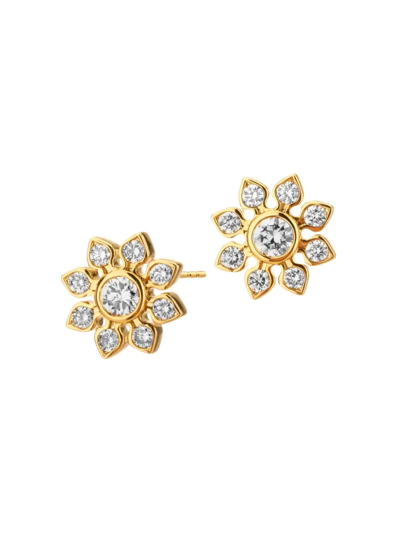 Syna Women's Mogul 18k Gold & Diamond Flower Stud Earrings