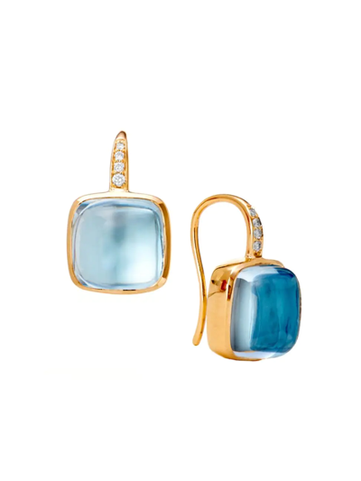 Syna Women's Candy 18k Yellow Gold, Blue Topaz, & Diamond Drop Earrings