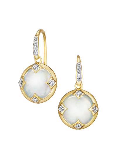 Syna Women's Mogul Chakra 18k Gold, Diamond & Mother-of-pearl Cross Earrings