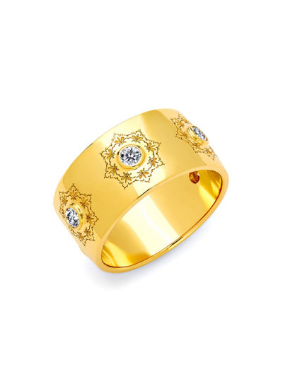 Syna Mogul 18k Gold Band Ring With Champagne Diamonds In Yellow Gold