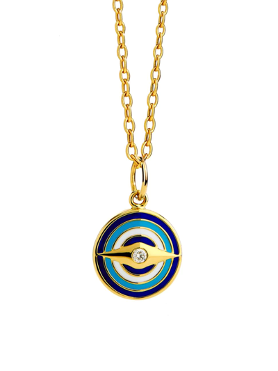 Syna Women's Mogul Chakra 18k Gold, Lapis Lazuli, Turquoise & Enamel Evil Eye Charm