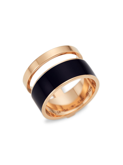 Repossi Women's Berber 18k Rose Gold & Navy Lacquer 2-row Ring