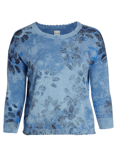 Nic + Zoe, Plus Size Horizon Petal Sweater In Blue Multi