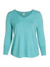 Nic + Zoe, Plus Size Vital V-neck T-shirt In Tropical Turquoise