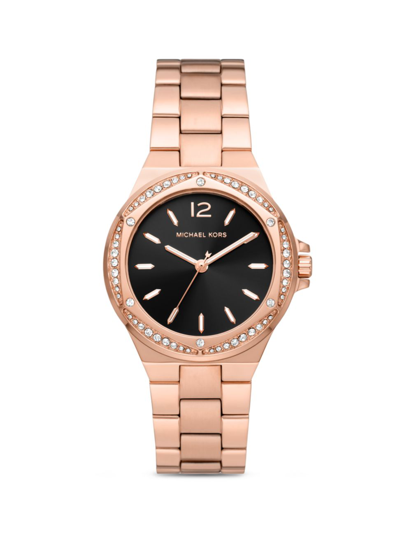 Michael Kors Lennox Three-hand Rose Goldtone Stainless Steel Watch